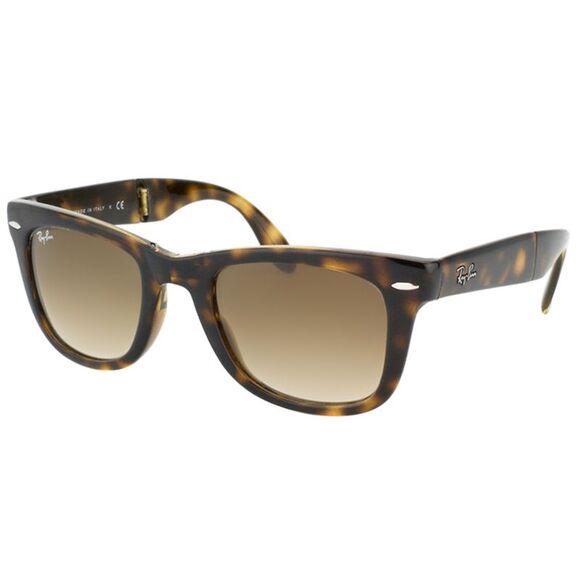 New Ray Ban RB 4105 Folding Wayfarer 710/51 Light Havan Plastic Sunglasses 54mm - Picture 1 of 3